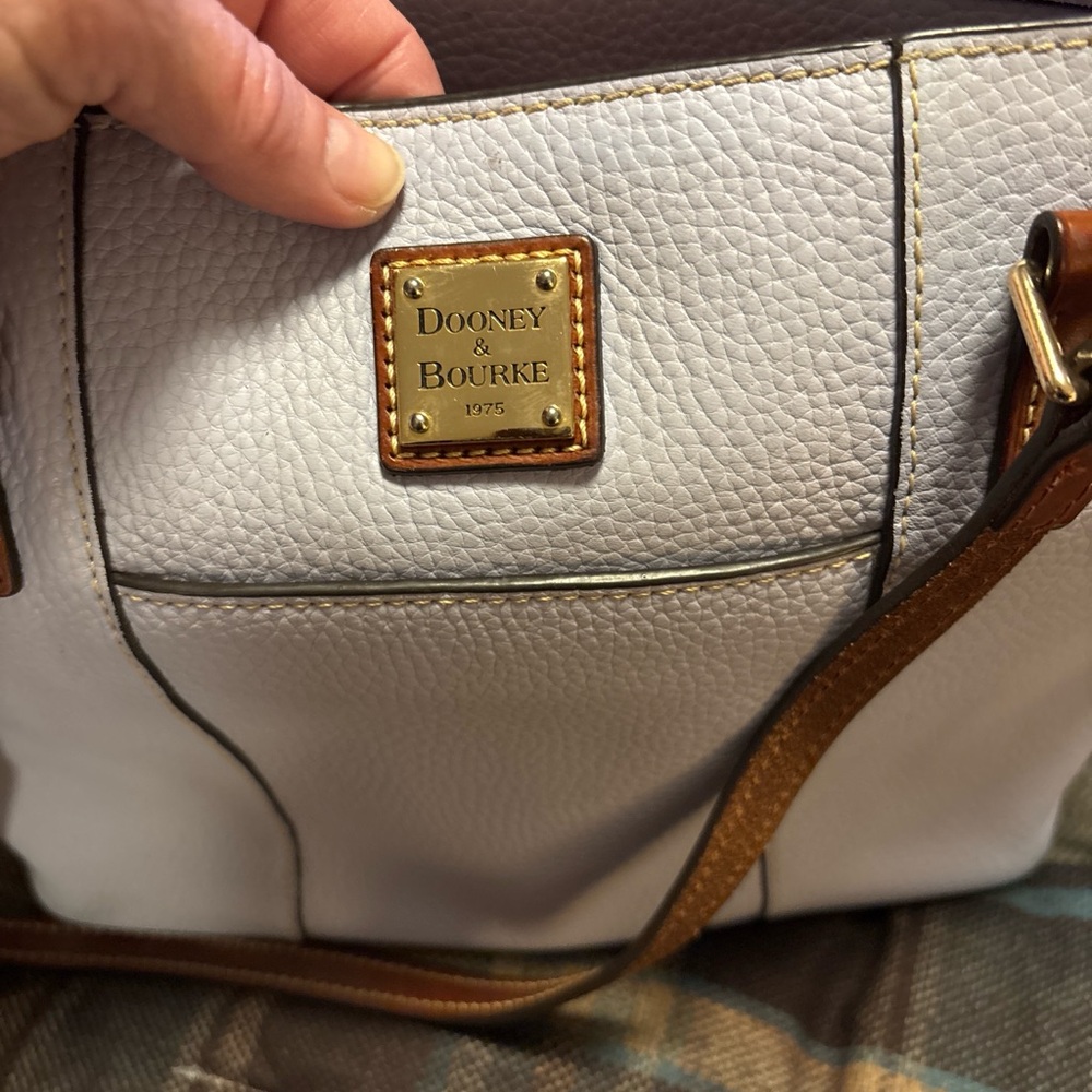 Dooney & Bourke Pebbled Leather Tote with Brown Straps and Red Interior - Picture 7 of 7